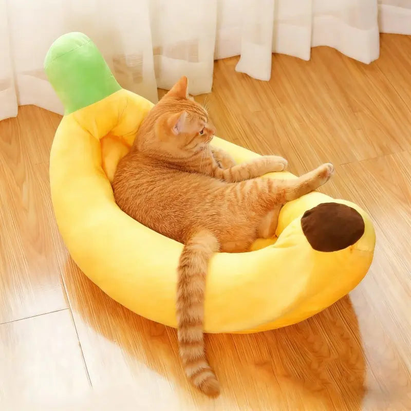 Cozy Banana Boat Pet Bed - Detachable, Washable, and Perfect for Small to Medium Cats and Dogs