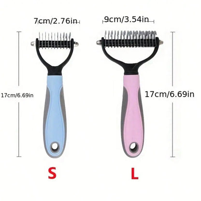 Pet Hair Comb Tool, Deshedding Tool, Dual-Sided Knot-Free Brush for Dogs and Cats, Essential Grooming Supplies, Easy-To-Use Pet Care Accessory