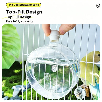 Automatic Pet Bird Water Feeder, Transparent Water Dispenser for Cage, Bird Cage Suspended Automatic Pet Water Feeder, Parrot Feeders for Parakeet Budgie Cockatiel Lovebirds Canary Finch
