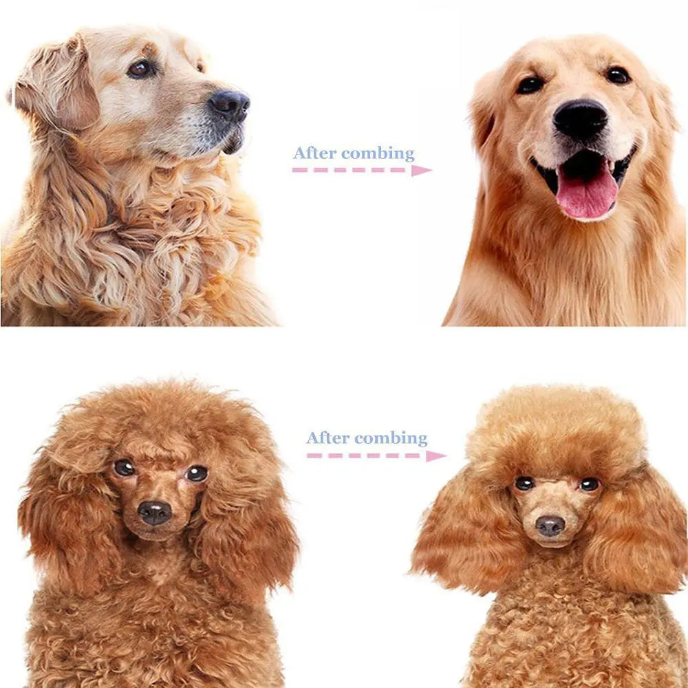Pet Grooming Brush-Double Sided Hurtless Shedding and Dematting Undercoat Rake Comb for Dogs and Cats, No More Nasty Shedding or Flying Hair