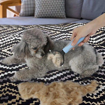 Pet Grooming Brush-Double Sided Hurtless Shedding and Dematting Undercoat Rake Comb for Dogs and Cats, No More Nasty Shedding or Flying Hair