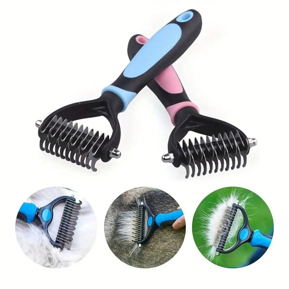 Pet Hair Comb Tool, Deshedding Tool, Dual-Sided Knot-Free Brush for Dogs and Cats, Essential Grooming Supplies, Easy-To-Use Pet Care Accessory