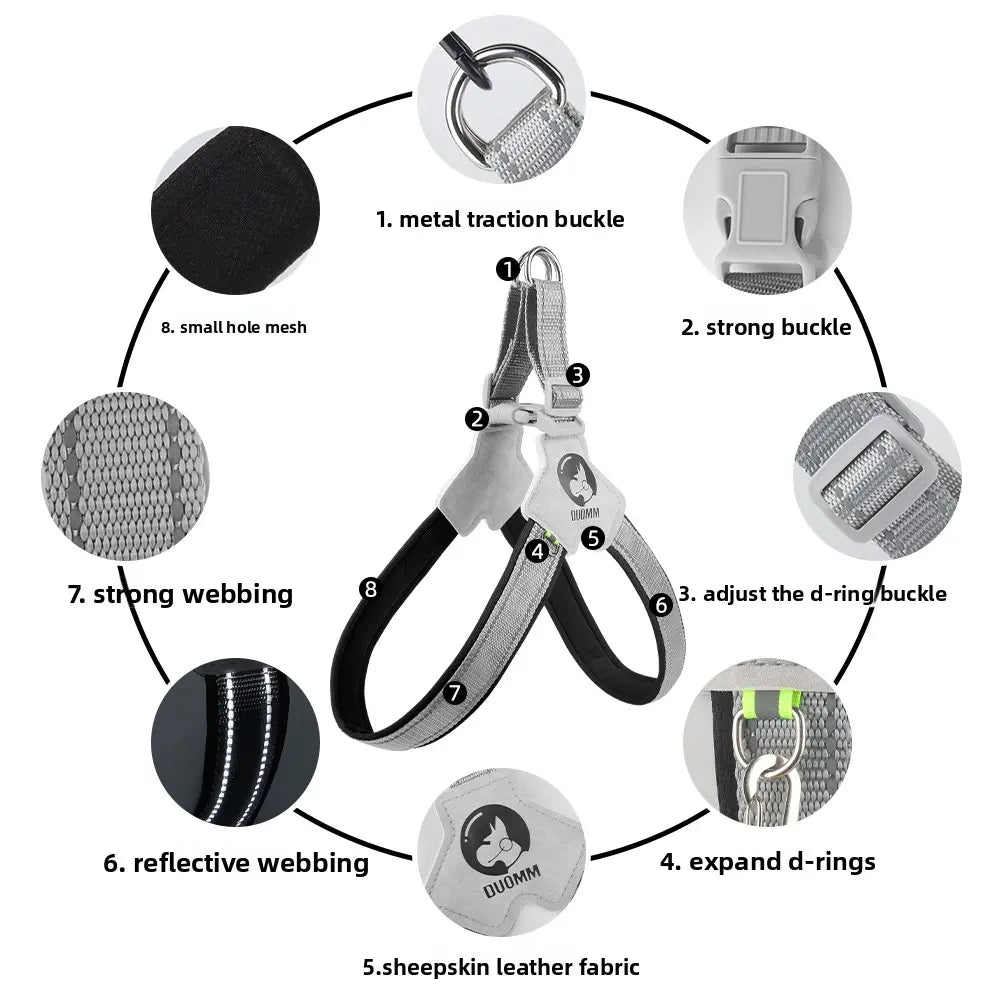 Dog Harness Leash for Small and Medium-Sized Dogs Such as Corgis, Shiba Inus, and French Bulldogs; Collar/Vest Style Dog Walker Leash/Pet Collar