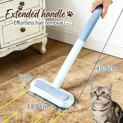 Long Handle Pet Hair Remover Brush & Cleaning Gloves Set, 4-In-1 Washable Lint Cleaner for Indoor Pet Hair Cleaning