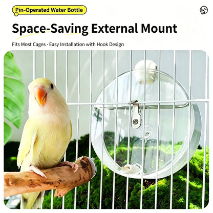 Automatic Pet Bird Water Feeder, Transparent Water Dispenser for Cage, Bird Cage Suspended Automatic Pet Water Feeder, Parrot Feeders for Parakeet Budgie Cockatiel Lovebirds Canary Finch
