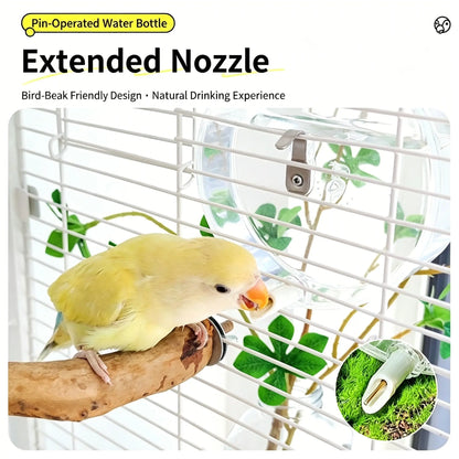 Automatic Pet Bird Water Feeder, Transparent Water Dispenser for Cage, Bird Cage Suspended Automatic Pet Water Feeder, Parrot Feeders for Parakeet Budgie Cockatiel Lovebirds Canary Finch