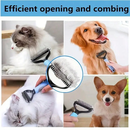 Pet Hair Comb Tool, Deshedding Tool, Dual-Sided Knot-Free Brush for Dogs and Cats, Essential Grooming Supplies, Easy-To-Use Pet Care Accessory