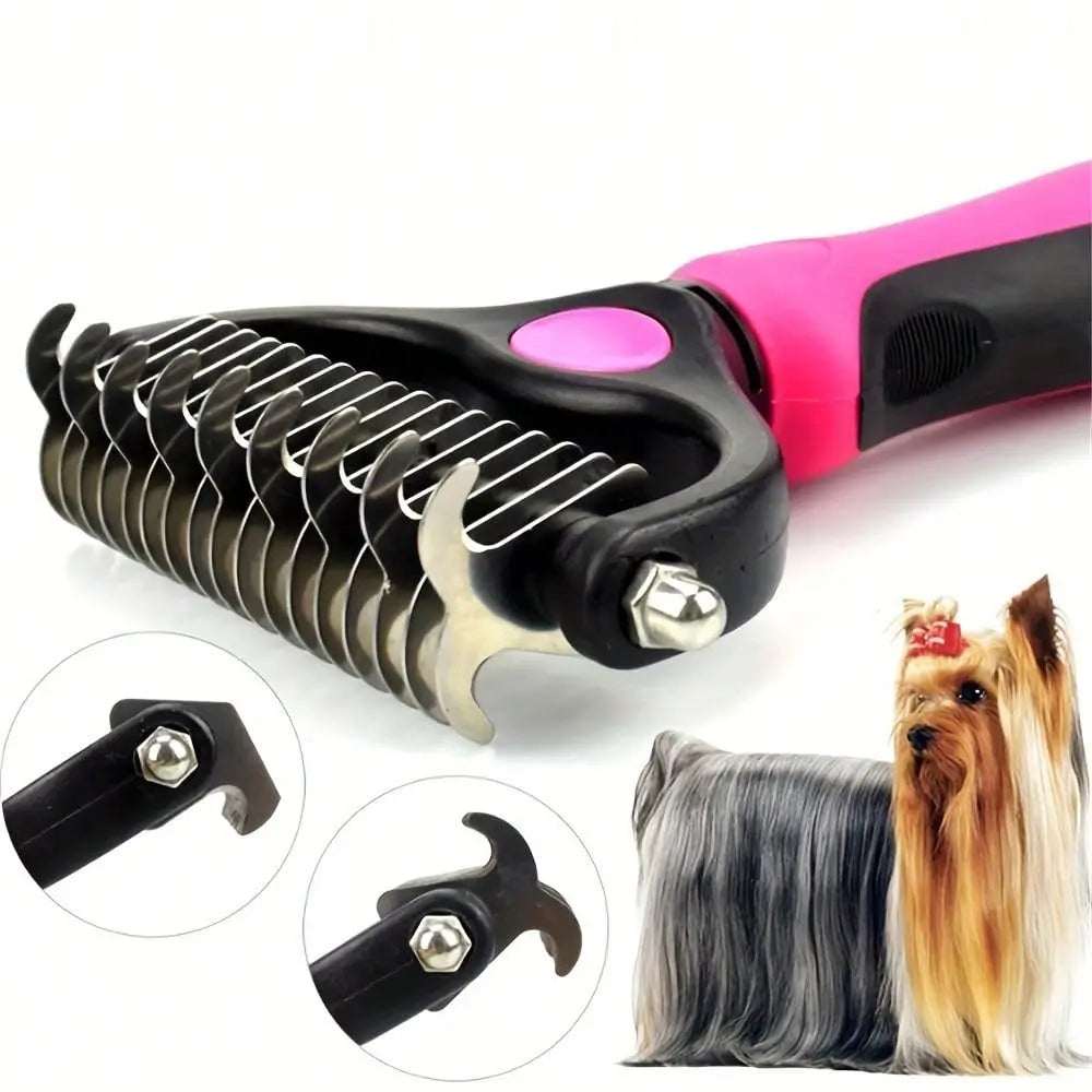 Pet Hair Comb Tool, Deshedding Tool, Dual-Sided Knot-Free Brush for Dogs and Cats, Essential Grooming Supplies, Easy-To-Use Pet Care Accessory