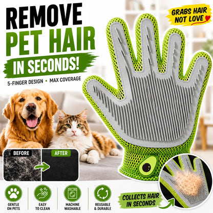 Pet Grooming Glove for Cats & Dogs - Soft Silicone Brush for Daily Grooming & Deshedding, Removes Loose Fur, Shedding Hair & Dirt, Provides Relaxing Massage to Keep Home Cleaner & Pets Happier