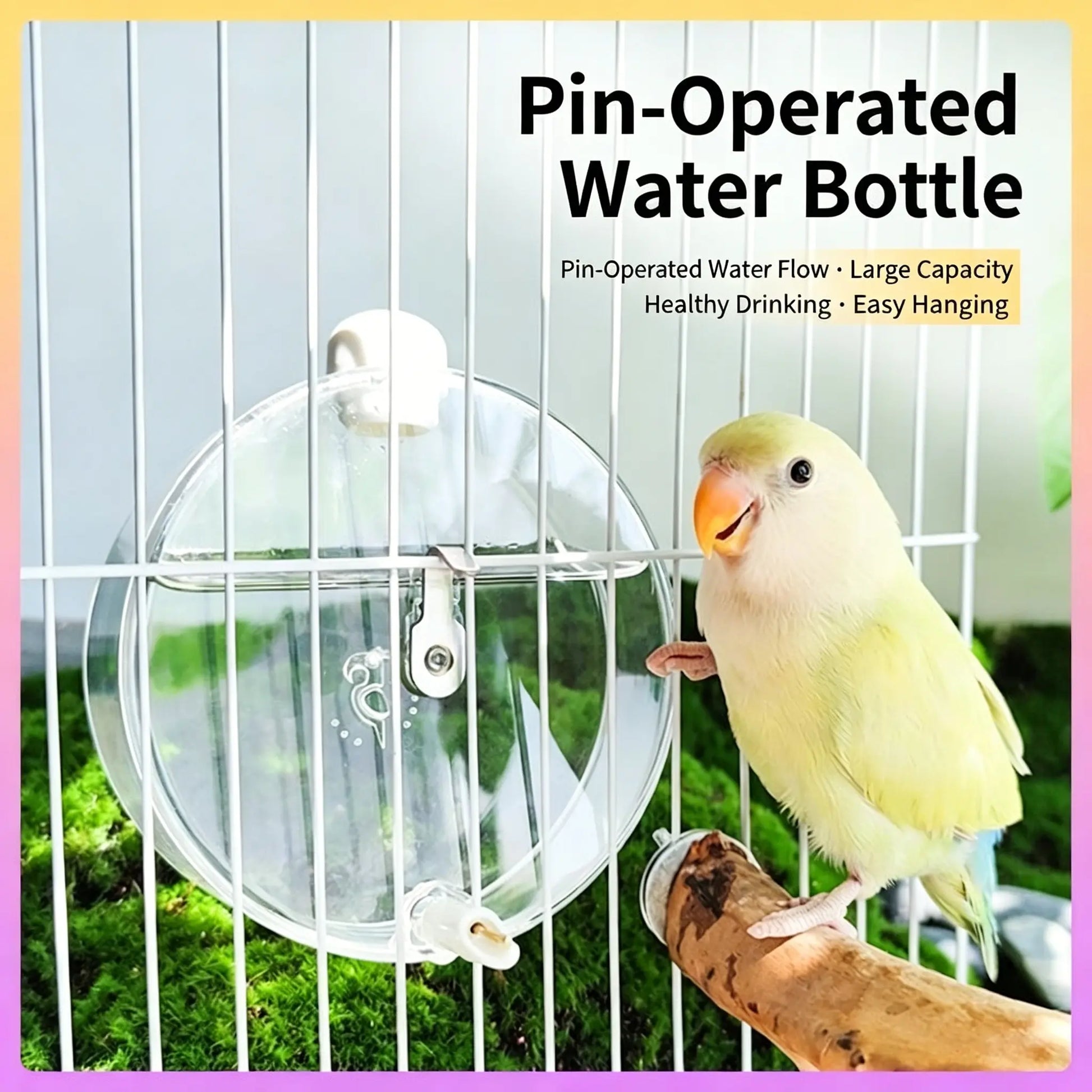 Automatic Pet Bird Water Feeder, Transparent Water Dispenser for Cage, Bird Cage Suspended Automatic Pet Water Feeder, Parrot Feeders for Parakeet Budgie Cockatiel Lovebirds Canary Finch