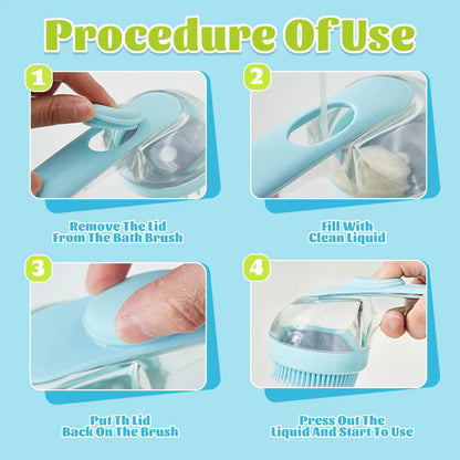 Pet Bath Brush with Shampoo Dispenser for Dogs & Cats, Ergonomic Handle, Gentle Massage Grooming Tool, Easy to Use, Essential Dog Bath Supply Fathersdaygift