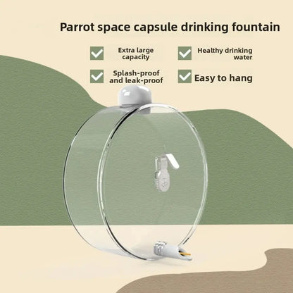 Automatic Pet Bird Water Feeder, Transparent Water Dispenser for Cage, Bird Cage Suspended Automatic Pet Water Feeder, Parrot Feeders for Parakeet Budgie Cockatiel Lovebirds Canary Finch