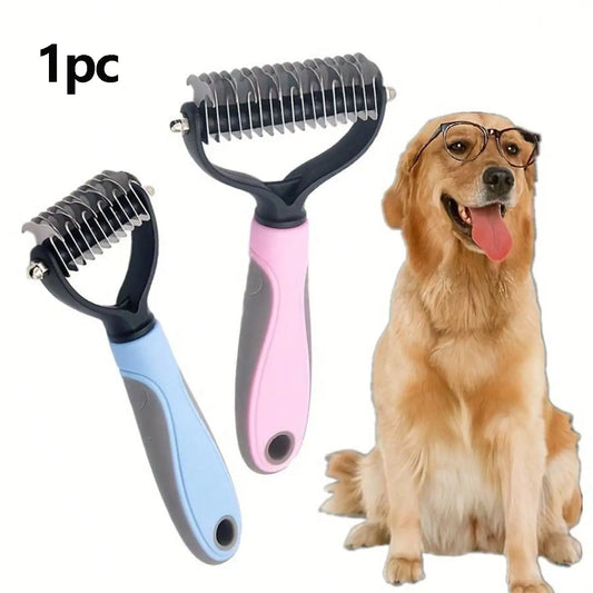 Pet Hair Comb Tool, Deshedding Tool, Dual-Sided Knot-Free Brush for Dogs and Cats, Essential Grooming Supplies, Easy-To-Use Pet Care Accessory