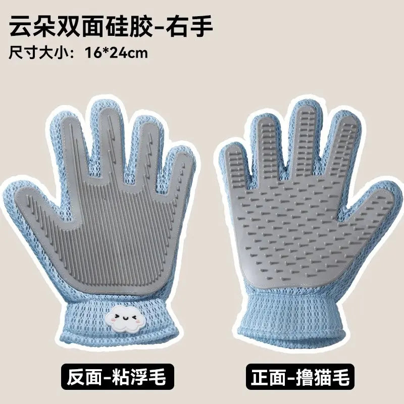 Pet Grooming Glove for Cats & Dogs - Soft Silicone Brush for Daily Grooming & Deshedding, Removes Loose Fur, Shedding Hair & Dirt, Provides Relaxing Massage to Keep Home Cleaner & Pets Happier
