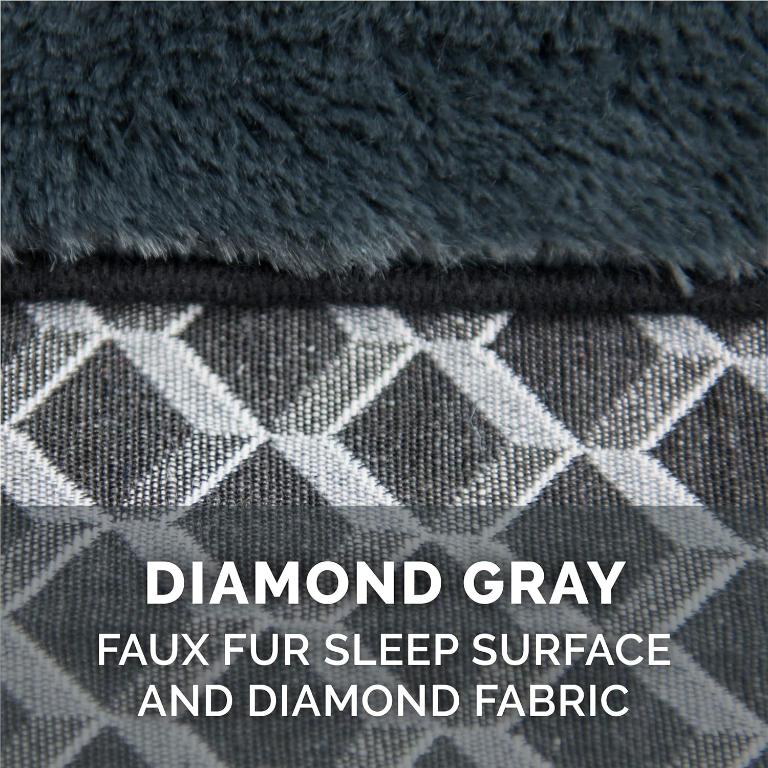 Cooling Gel Dog Bed for Large Dogs W/ Removable Bolsters & Washable Cover, for Dogs up to 125 Lbs - Plush & Woven Decor Comfy Couch Sofa - Diamond Gray, Jumbo Plus/Xxl