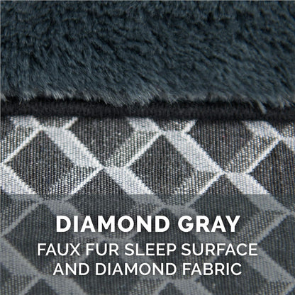 Cooling Gel Dog Bed for Large Dogs W/ Removable Bolsters & Washable Cover, for Dogs up to 125 Lbs - Plush & Woven Decor Comfy Couch Sofa - Diamond Gray, Jumbo Plus/Xxl