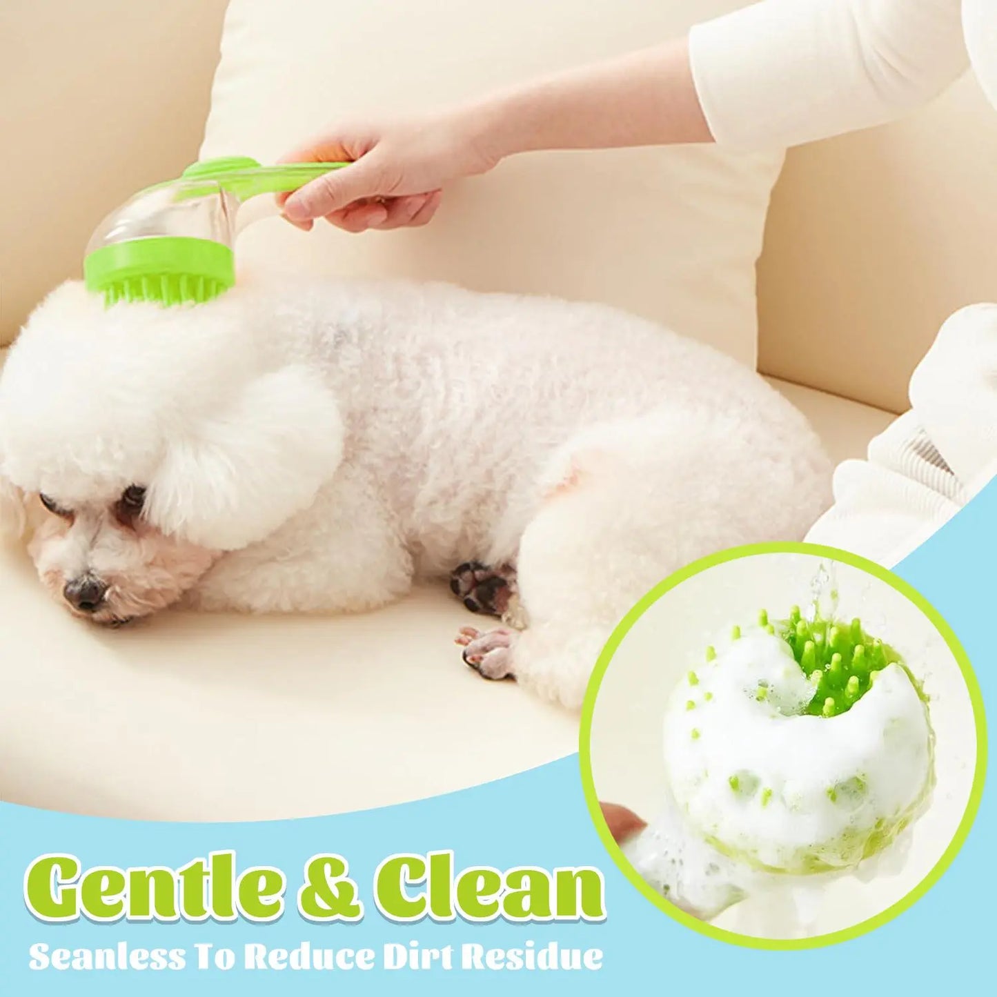 Pet Bath Brush with Shampoo Dispenser for Dogs & Cats, Ergonomic Handle, Gentle Massage Grooming Tool, Easy to Use, Essential Dog Bath Supply Fathersdaygift