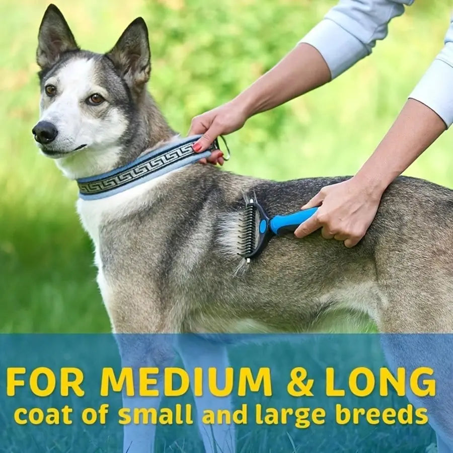 Pet Hair Comb Tool, Deshedding Tool, Dual-Sided Knot-Free Brush for Dogs and Cats, Essential Grooming Supplies, Easy-To-Use Pet Care Accessory