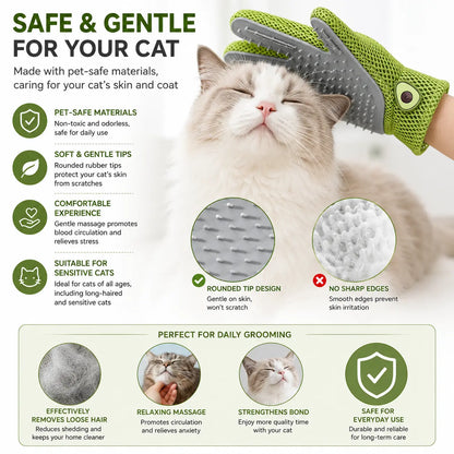 Pet Grooming Glove for Cats & Dogs - Soft Silicone Brush for Daily Grooming & Deshedding, Removes Loose Fur, Shedding Hair & Dirt, Provides Relaxing Massage to Keep Home Cleaner & Pets Happier