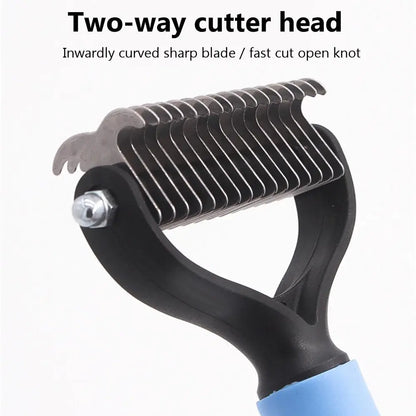Pet Grooming Brush-Double Sided Hurtless Shedding and Dematting Undercoat Rake Comb for Dogs and Cats, No More Nasty Shedding or Flying Hair