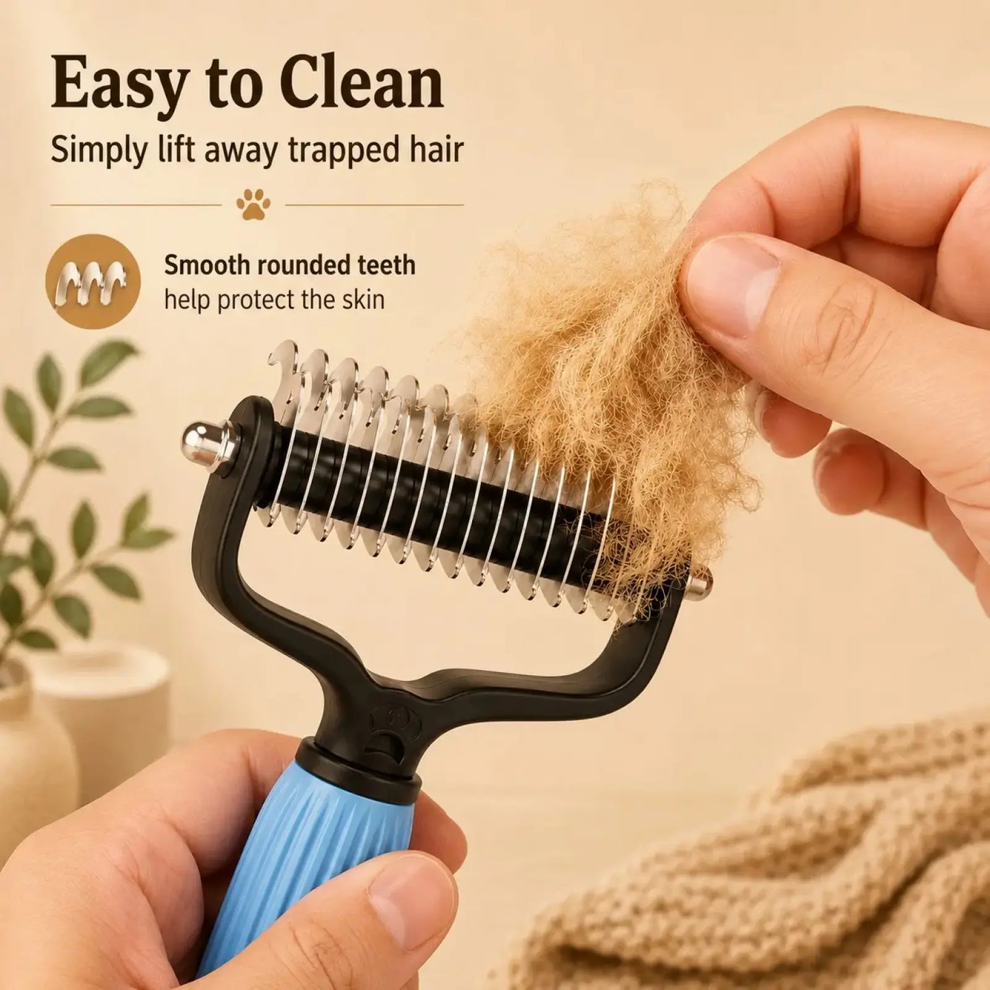 Pet Detangling Comb for Dogs and Cats,Stainless Steel Pet Grooming Tool for Loose Hair Removal,Light Mats, Tangles,Shedding and Daily Coat Care