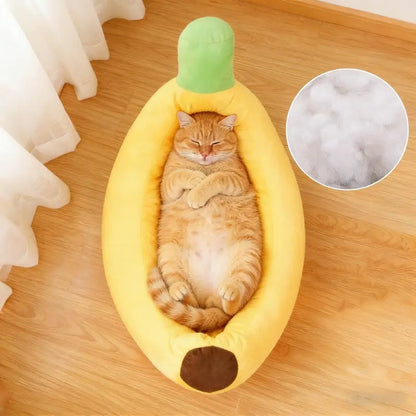 Cozy Banana Boat Pet Bed - Detachable, Washable, and Perfect for Small to Medium Cats and Dogs